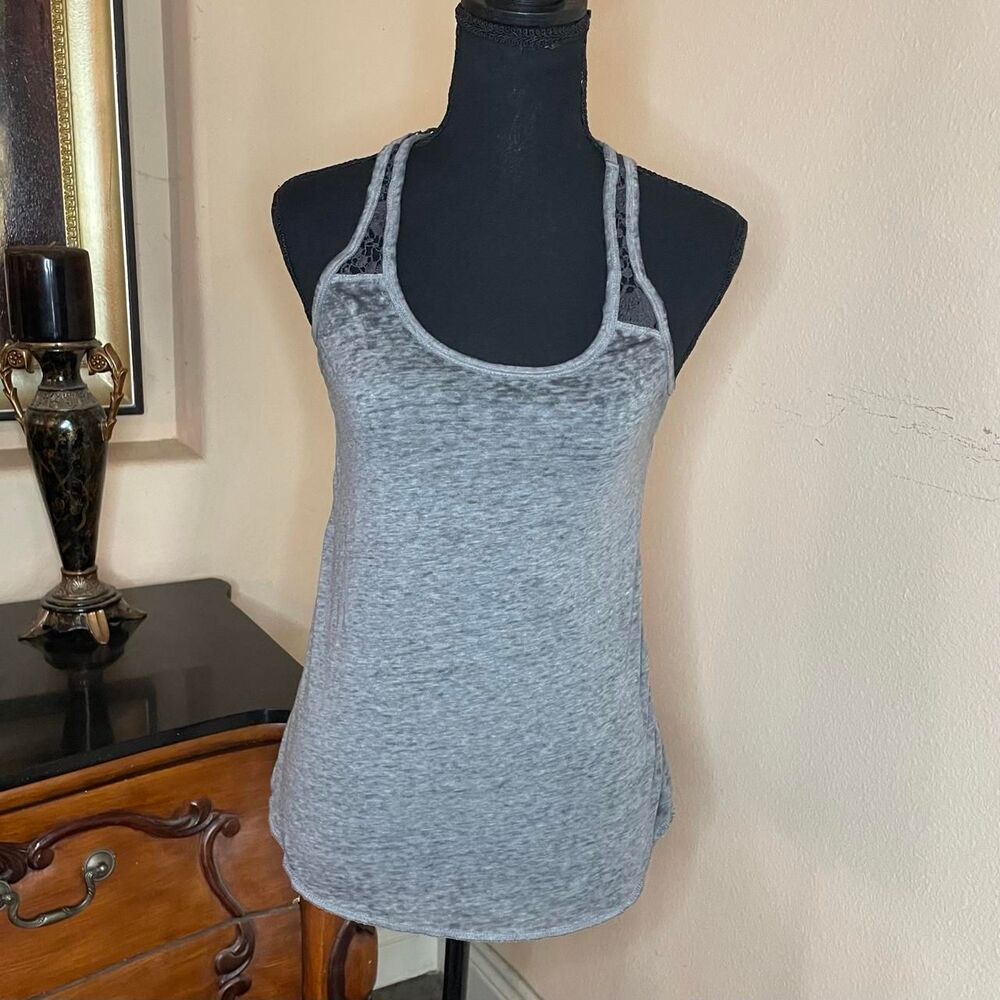 Y2K Mudd Gray lace back racerback tank
